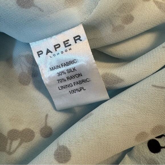 PAPER LONDON Mock Neck Silk/Rayon Blue Berry Blouse Women’s Size 12 PRISTINE - Picture 5 of 9